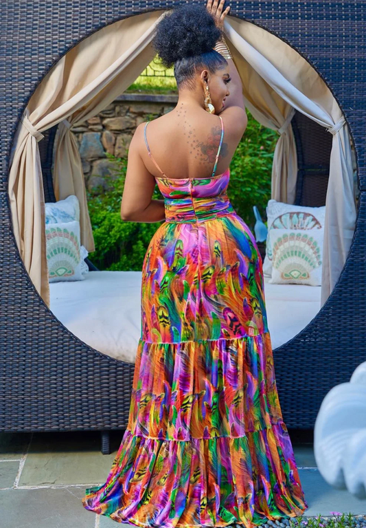 Flowy multicolored summer dress