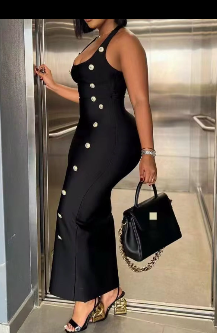 black with buttons romper