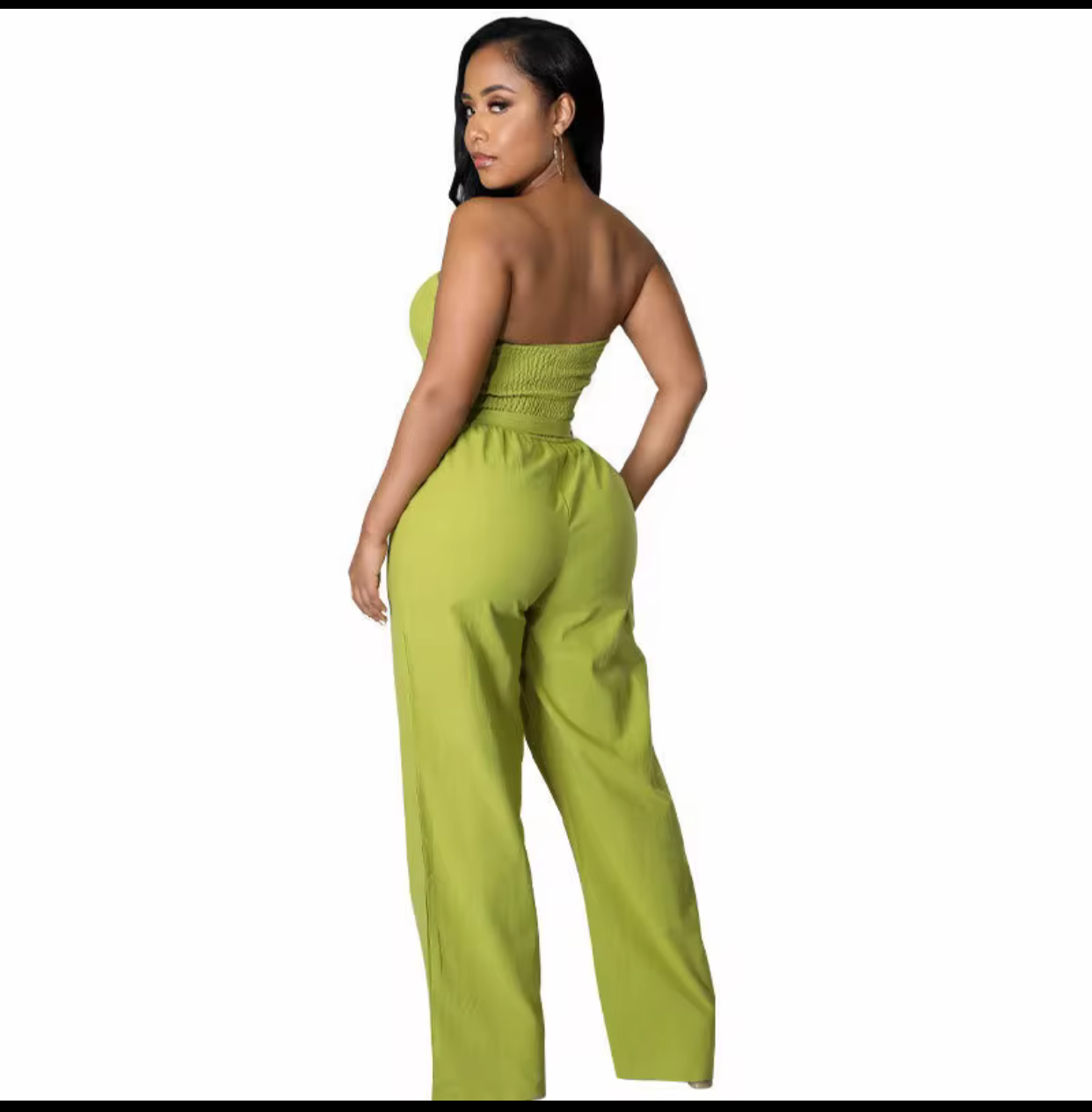 Elegant strapless backless romper high waist wide jumpsuit