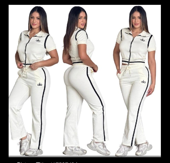 Sporty Luxe Zip-Up Flare Set