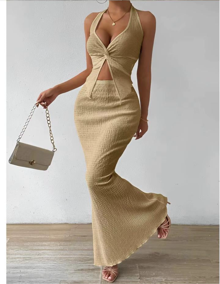 Fashion sexy clothes sleeveless halter backless lace-up tank top