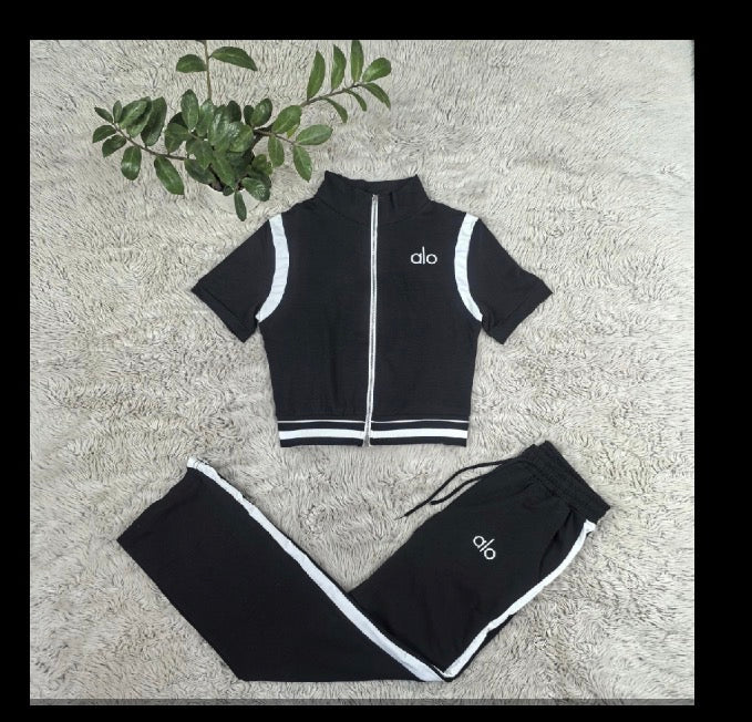 Sporty Luxe Zip-Up Flare Set