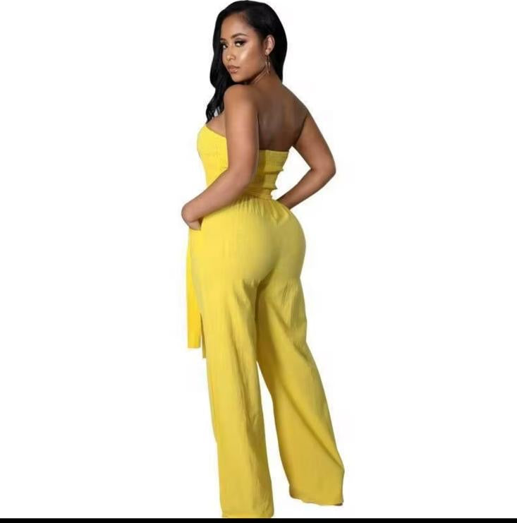 Elegant Strapless
Backless Romper
High Waist Wide Jumpsuits