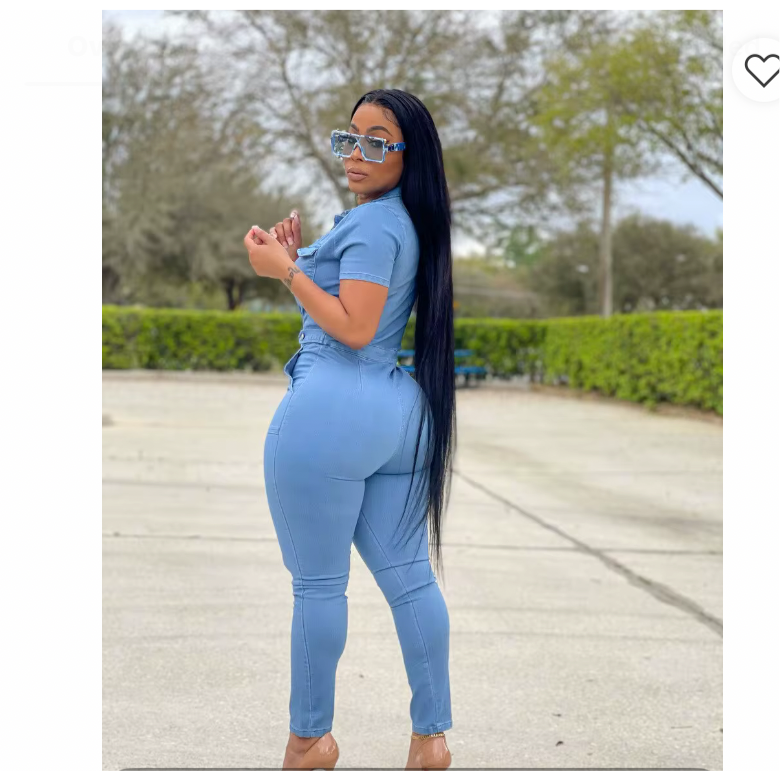 Slim-Fit Denim Jumpsuit