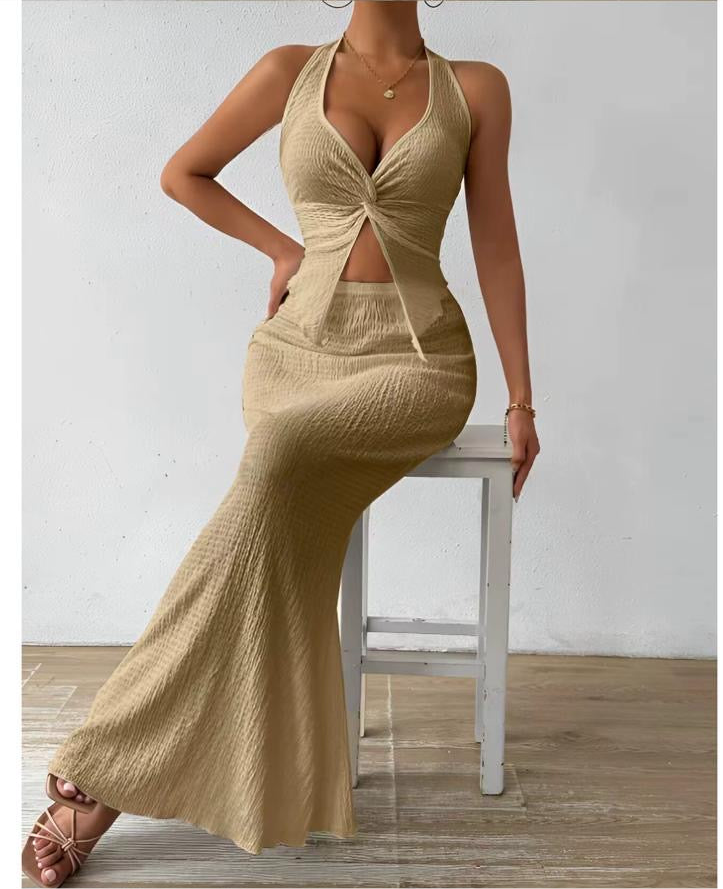 Fashion sexy clothes sleeveless halter backless lace-up tank top