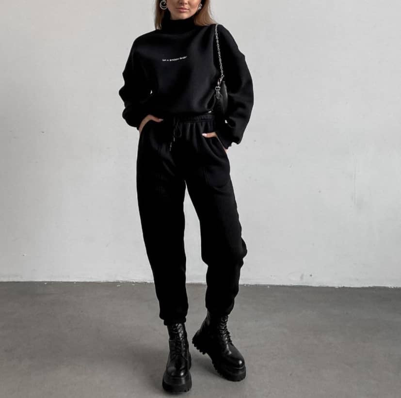 Two-Piece Fashion Sweat pant Set – Trendy Tummy Cut with Drawstrings