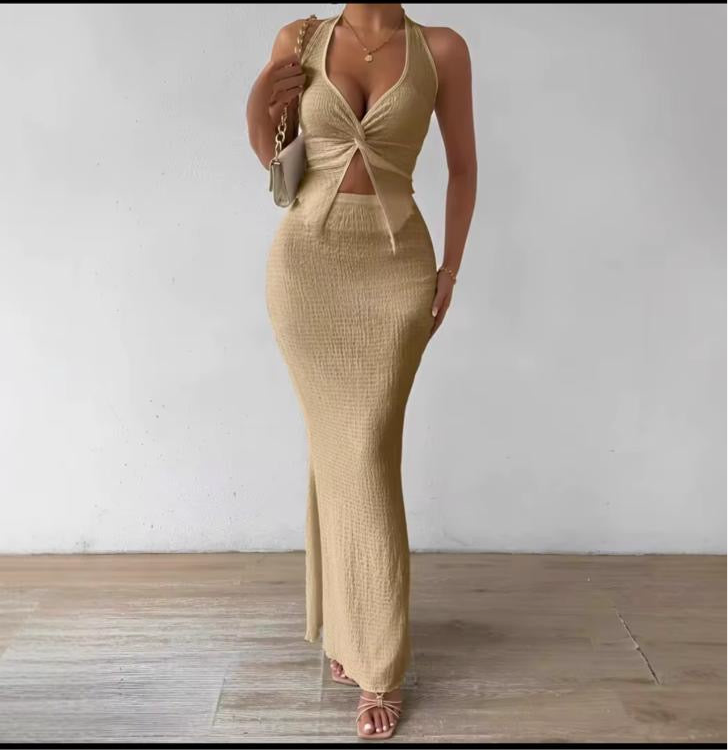 Fashion sexy clothes sleeveless halter backless lace-up tank top