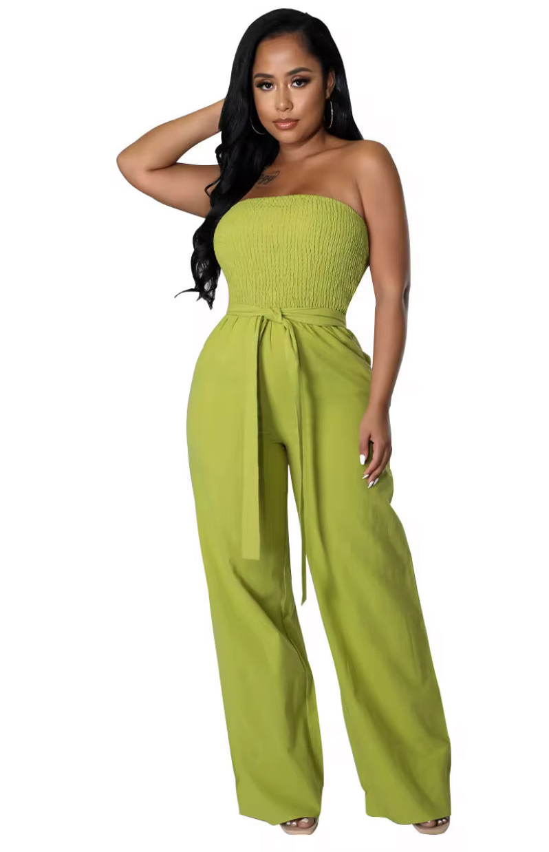 Elegant Strapless
Backless Romper
High Waist Wide Jumpsuits