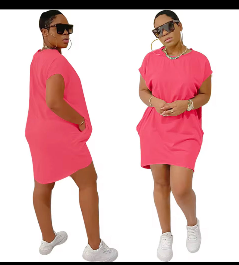 Loose short sleeve midi dress