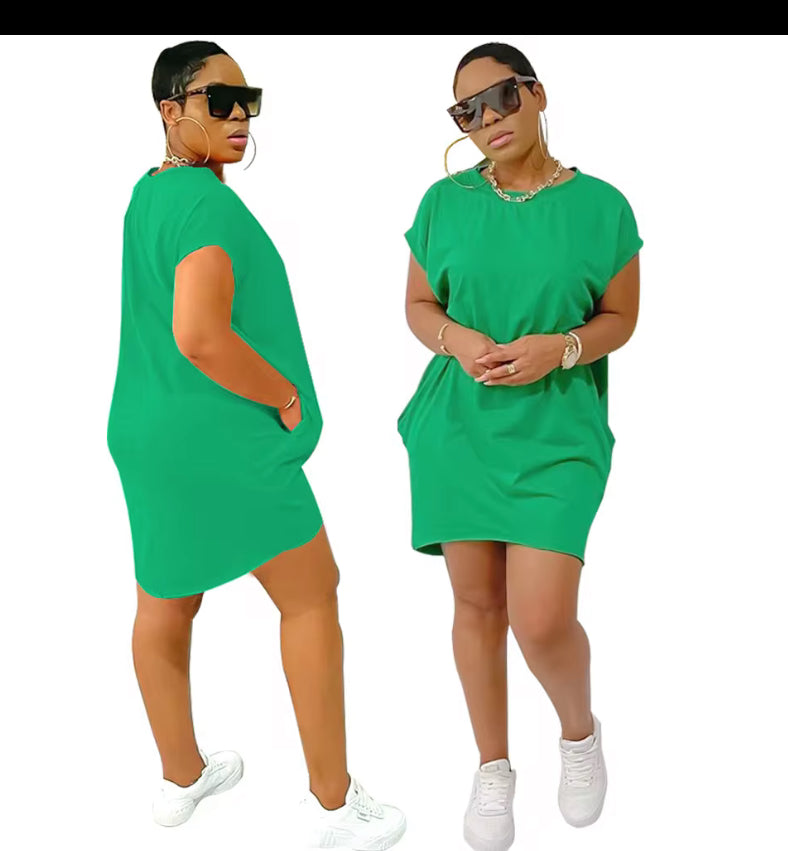 Loose short sleeve midi dress