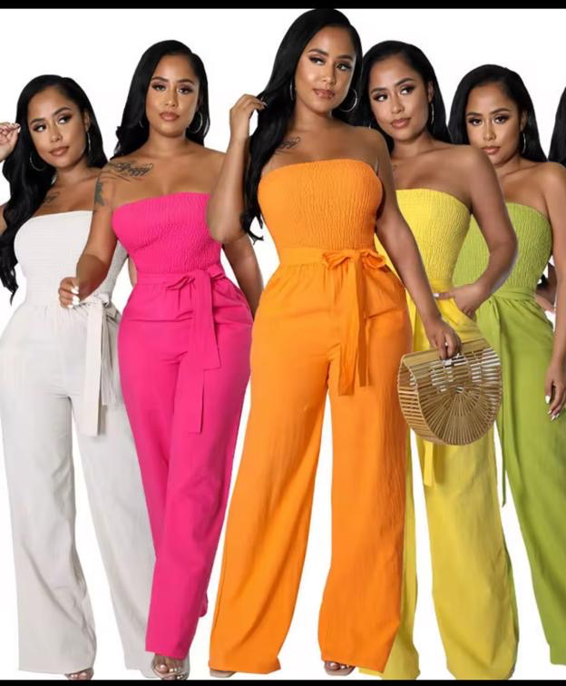 Elegant Strapless
Backless Romper
High Waist Wide Jumpsuits