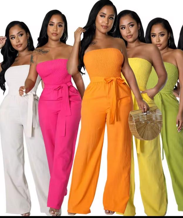 Elegant Strapless
Backless Romper
High Waist Wide Jumpsuits