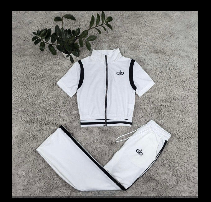 Sporty Luxe Zip-Up Flare Set