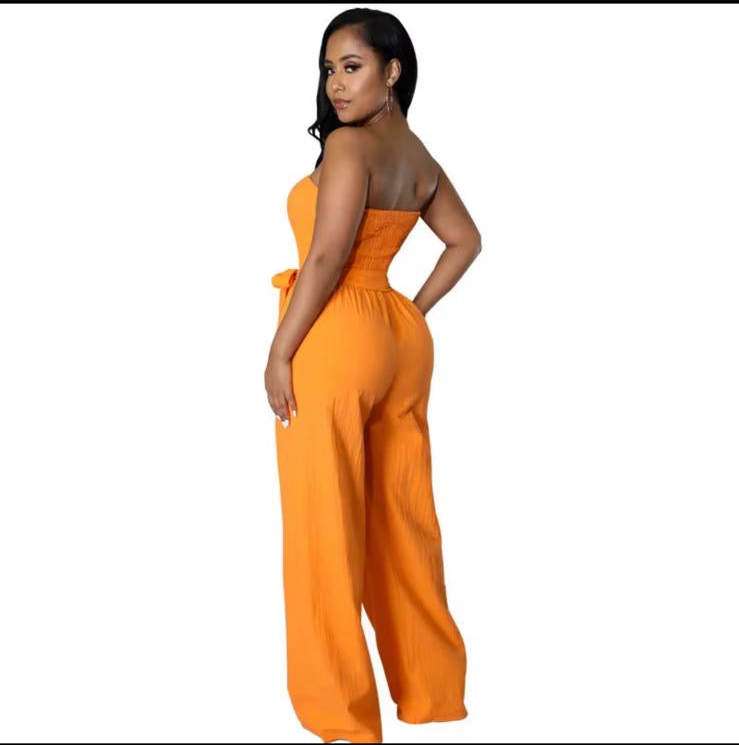 Elegant Strapless
Backless Romper
High Waist Wide Jumpsuits