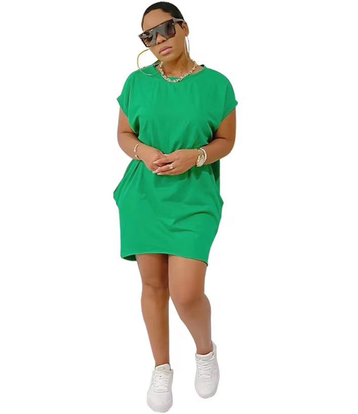 Loose short sleeve midi dress