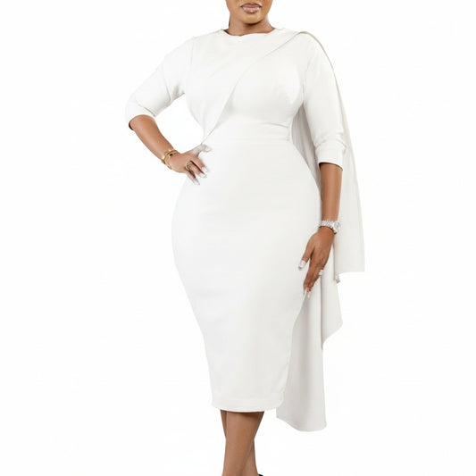 Structured White Pencil Dress