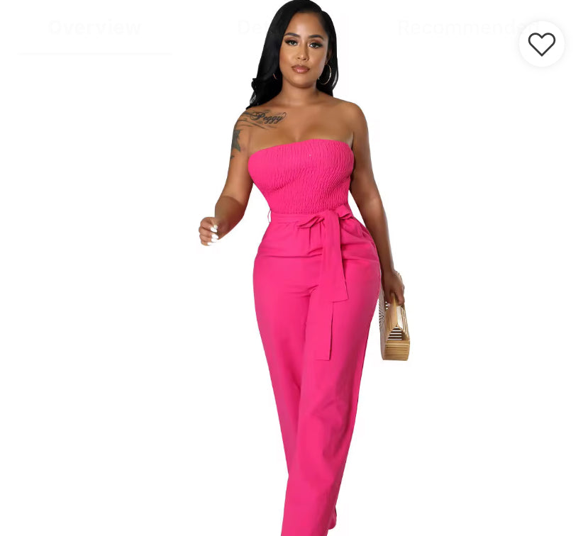 Elegant strapless backless romper high waist wide jumpsuit