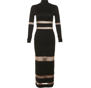 one piece long sleeve turtleneck evening party dress