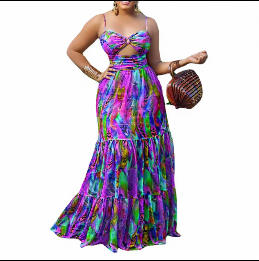 Flowy multicolored summer dress