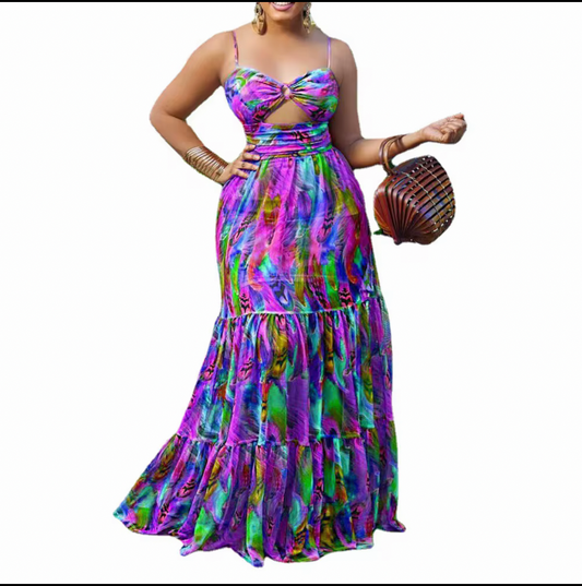 Flowy multicolored summer dress