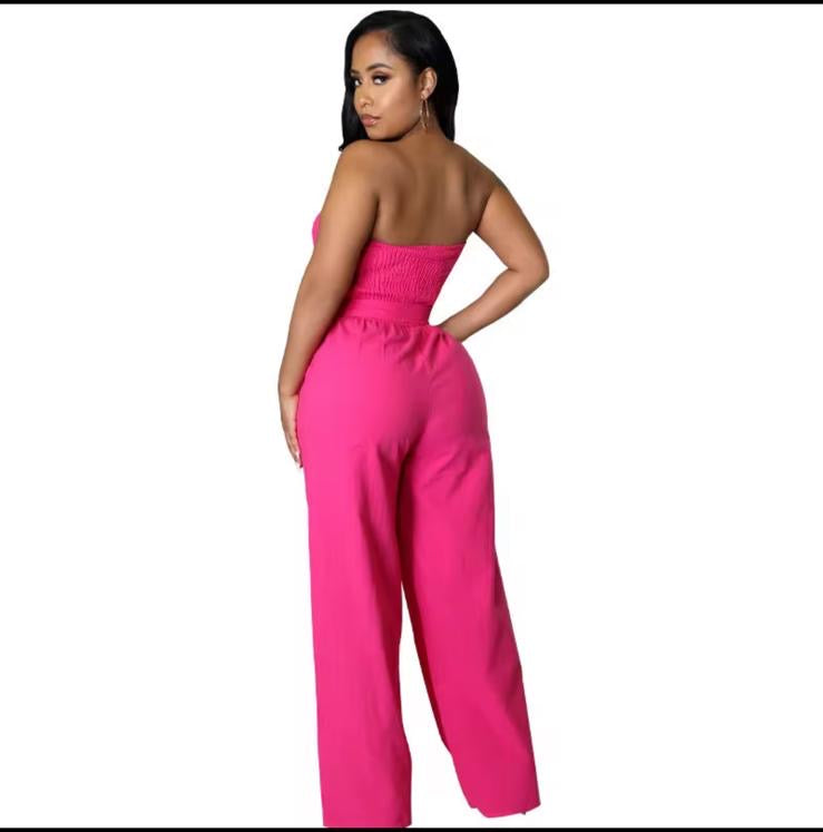 Elegant Strapless
Backless Romper
High Waist Wide Jumpsuits
