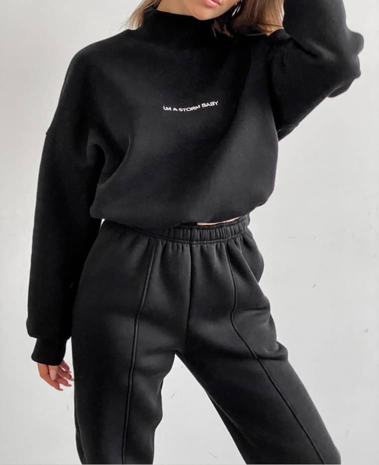 Two-Piece Fashion Sweat pant Set – Trendy Tummy Cut with Drawstrings