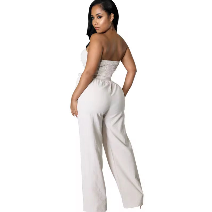 Elegant Strapless
Backless Romper
High Waist Wide Jumpsuits