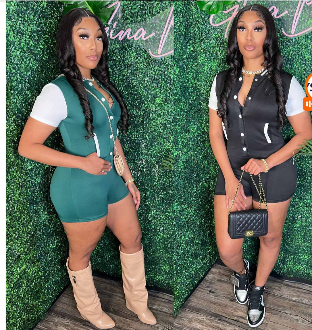 Casual Shorts for Women Romper Short Sleeve Button Jumpsuit