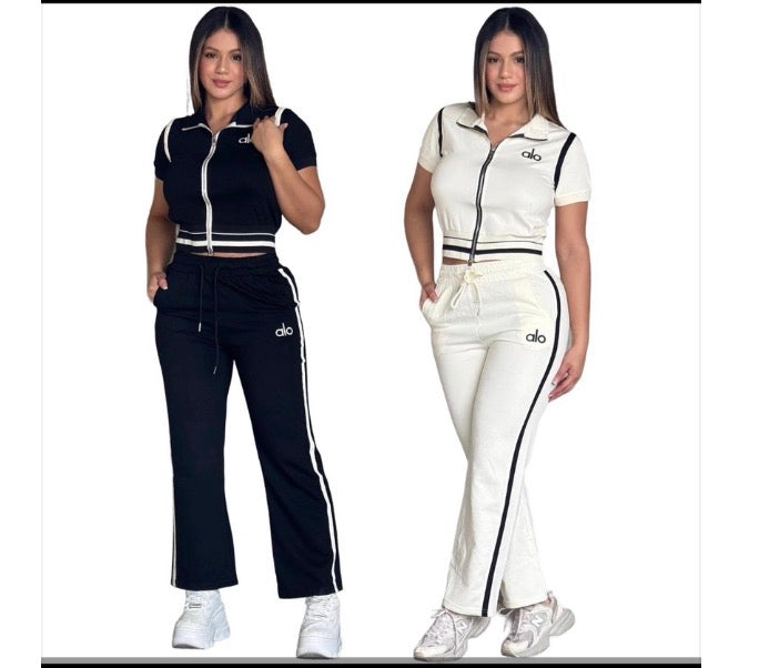 Sporty Luxe Zip-Up Flare Set
