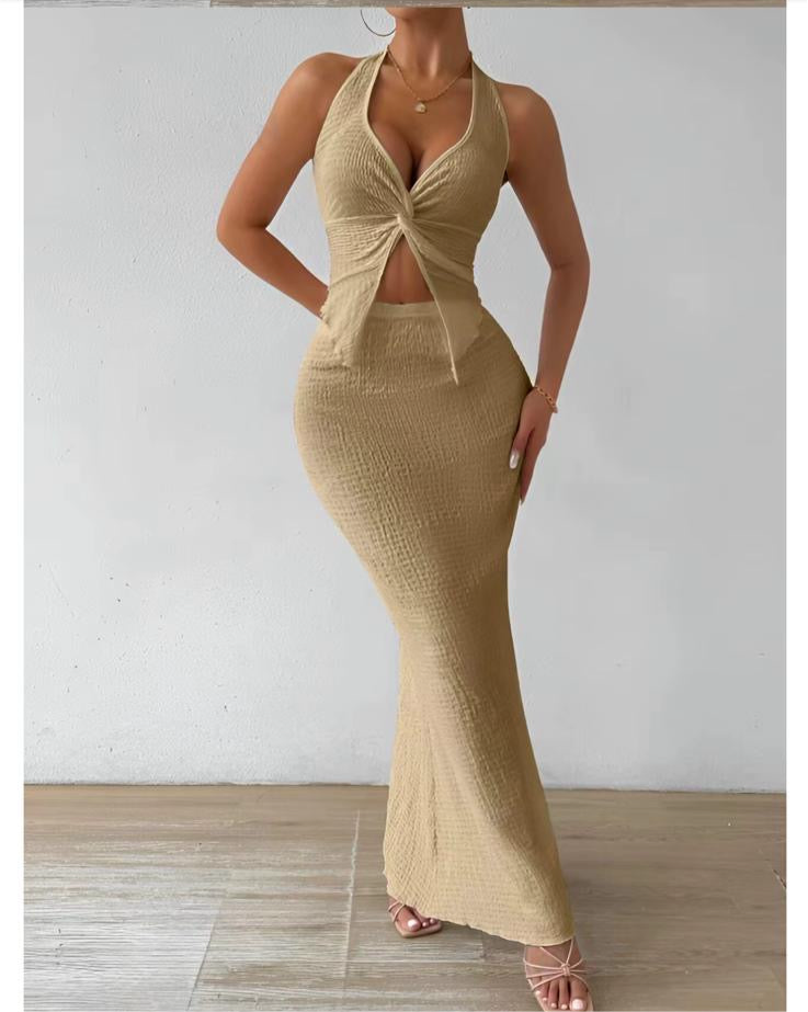 Fashion sexy clothes sleeveless halter backless lace-up tank top