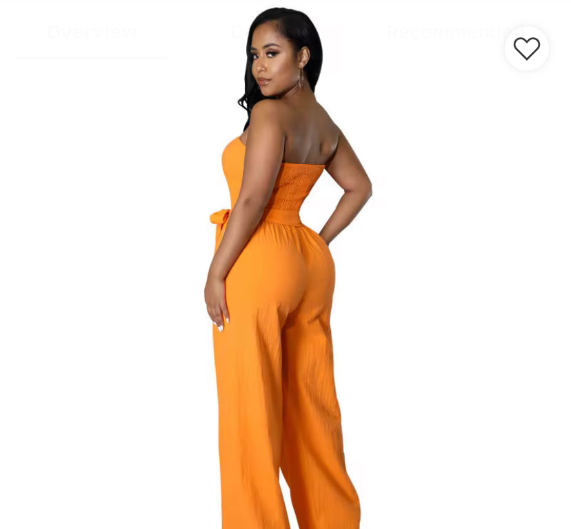 Elegant strapless backless romper high waist wide jumpsuit