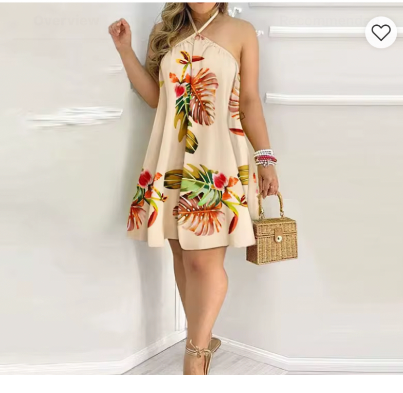 shoulder halter neck loose dress for women