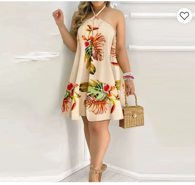 shoulder halter neck loose dress for women