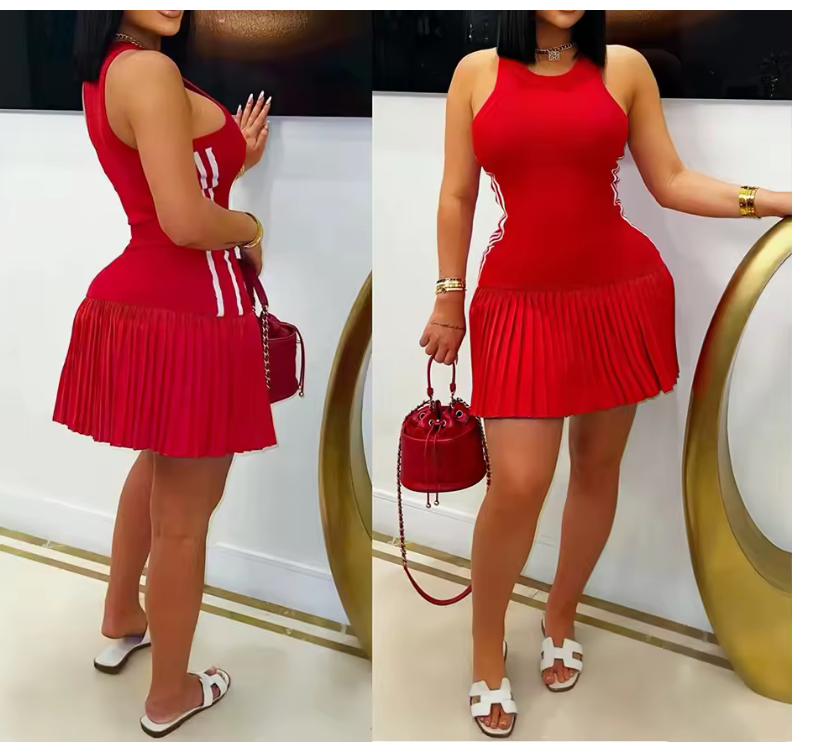 Sleeveless red mini dress