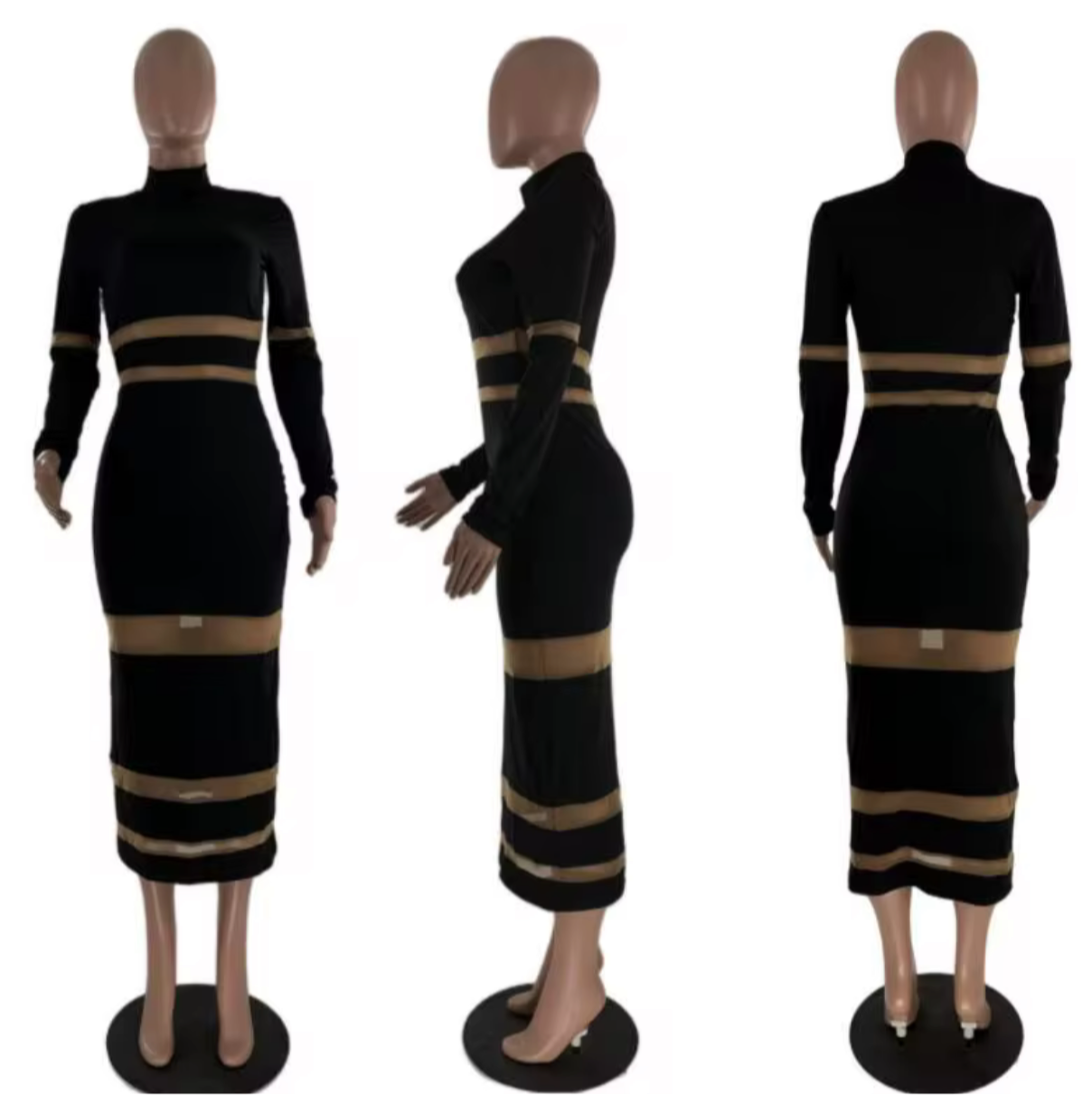 one piece long sleeve turtleneck evening party dress