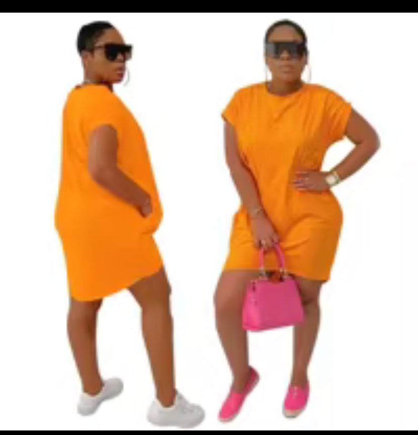 Loose short sleeve midi dress