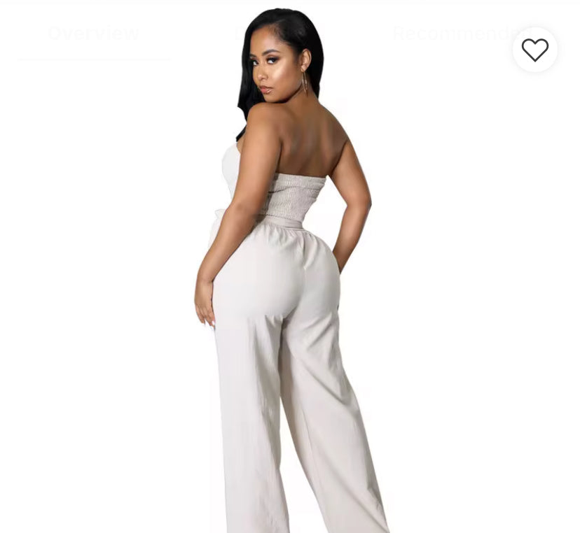 Elegant strapless backless romper high waist wide jumpsuit