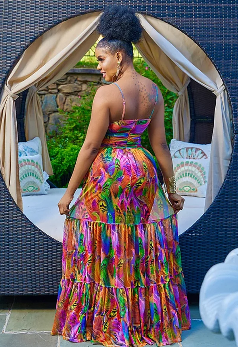 Flowy multicolored summer dress
