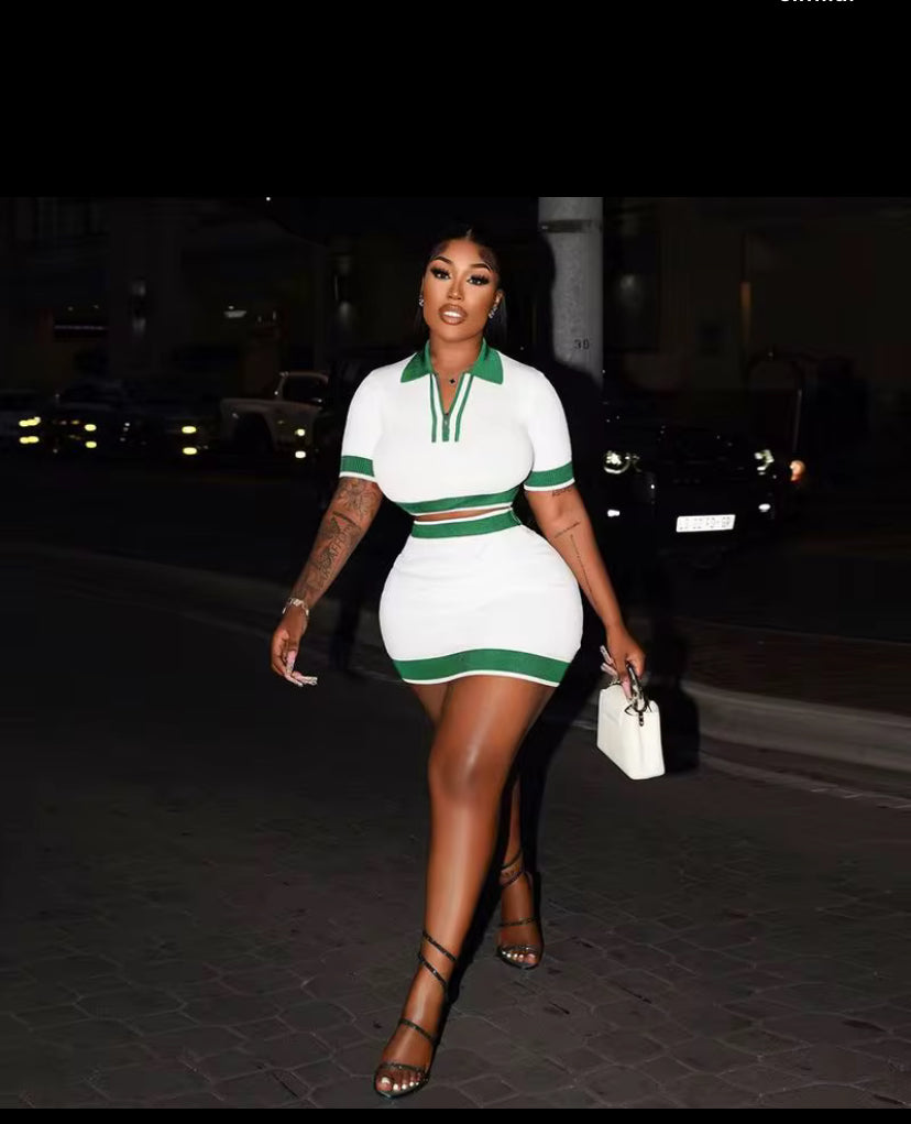 Summer women 2-piece set cropped