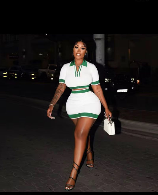 Summer women 2-piece set cropped