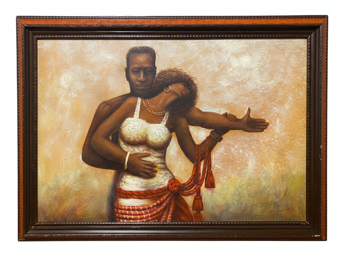 Beautiful painting of a man holding a girl