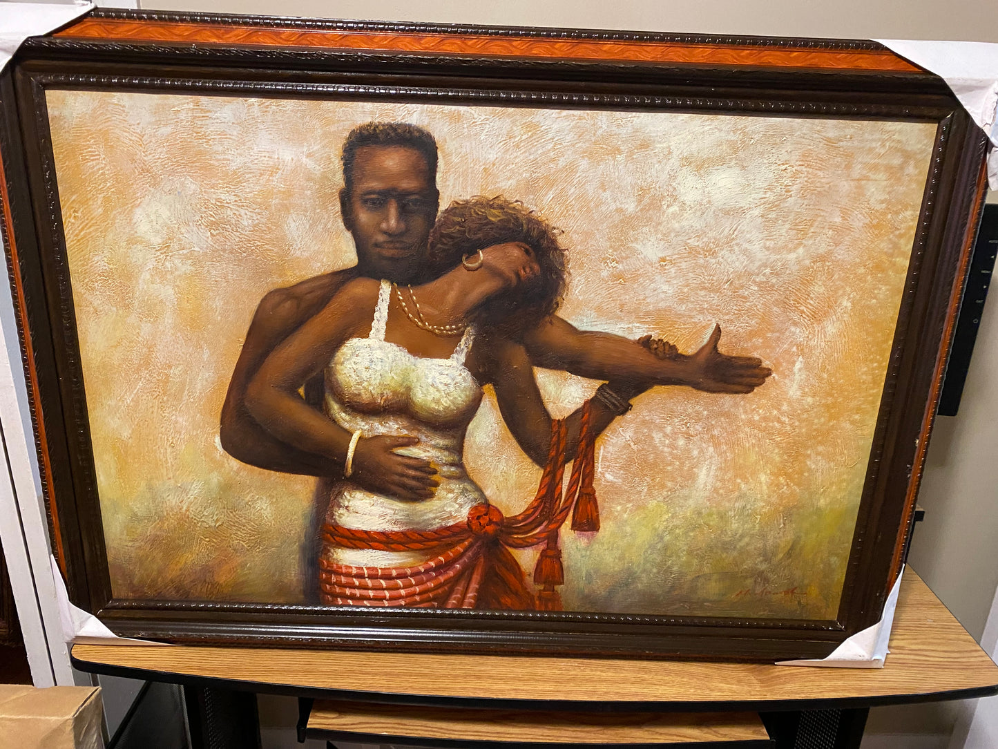 Beautiful painting of a man holding a girl