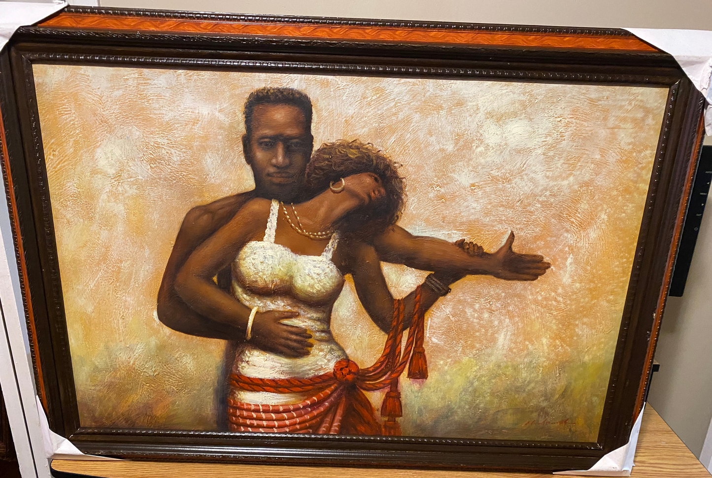 Beautiful painting of a man holding a girl
