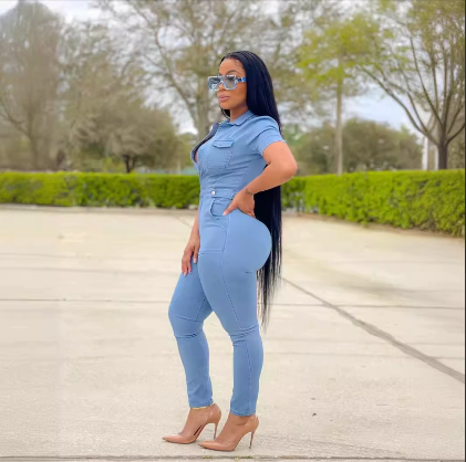 Slim-Fit Denim Jumpsuit