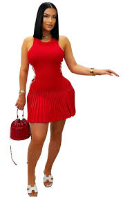 Sleeveless red mini dress
